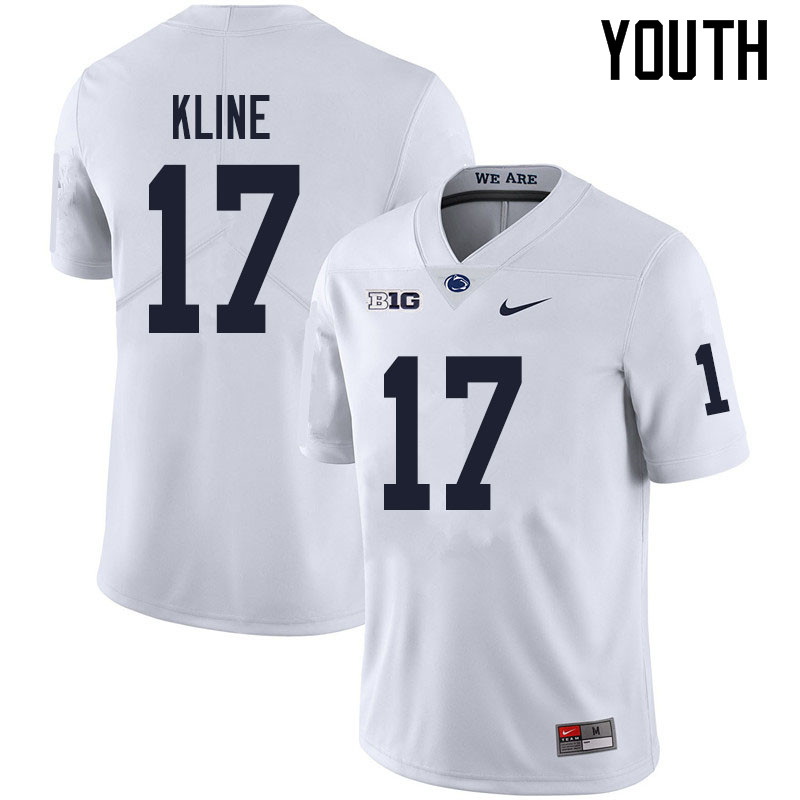 Youth #17 Grayson Kline Penn State Nittany Lions College Football Jerseys Sale-White